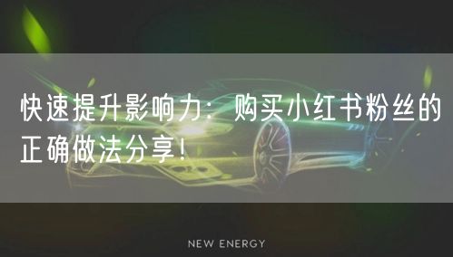 快速提升影响力：购买小红书粉丝的正确做法分享！