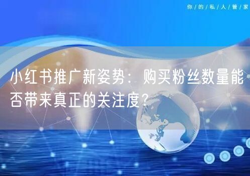 小红书推广新姿势：购买粉丝数量能否带来真正的关注度？