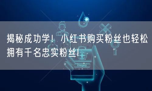 揭秘成功学！小红书购买粉丝也轻松拥有千名