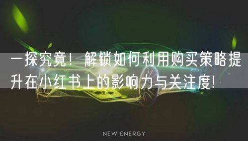 一探究竟！解锁如何利用购买策略提升在小红书上的影响力与关注度!