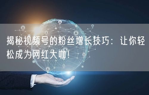 揭秘视频号的粉丝增长技巧：让你轻松成为网