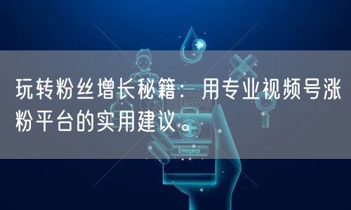 玩转粉丝增长秘籍：用专业视频号涨粉平台的