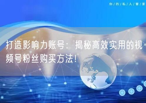 打造影响力账号：揭秘高效实用的视频号粉丝购买方法！