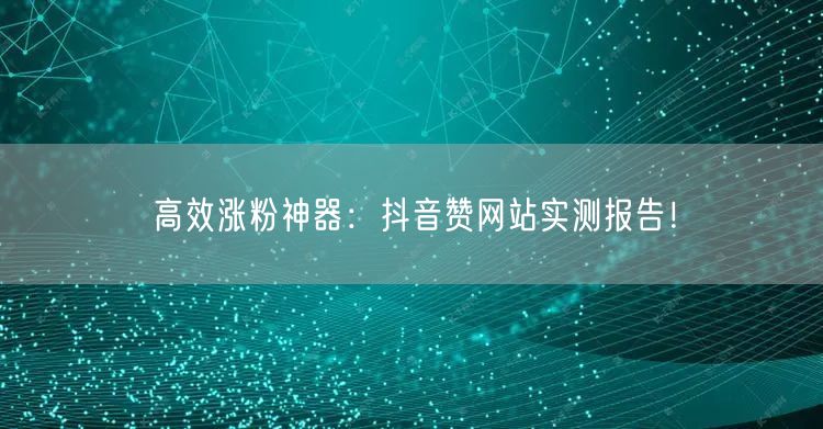 高效涨粉神器：抖音赞网站实测报告！
