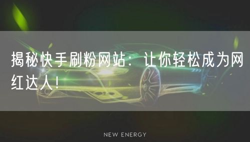 揭秘快手刷粉网站：让你轻松成为网红达人！