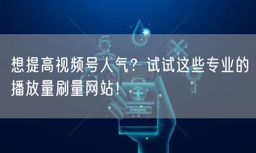 想提高视频号人气？试试这些专业的播放量刷量网站！