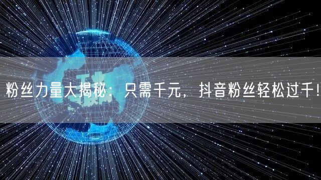 粉丝力量大揭秘：只需千元，抖音粉丝轻松过千！