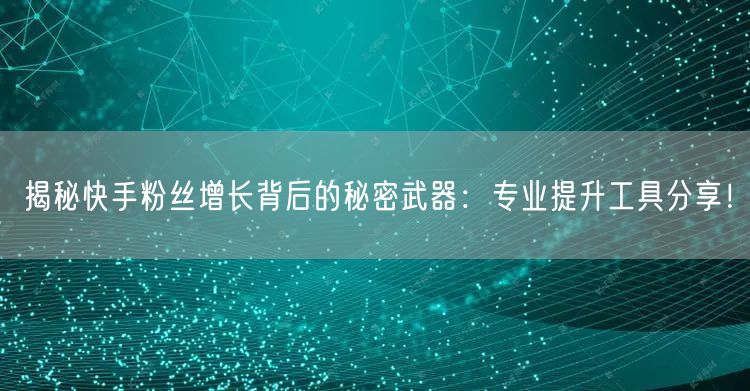 揭秘快手粉丝增长背后的秘密武器：专业提升工具分享！