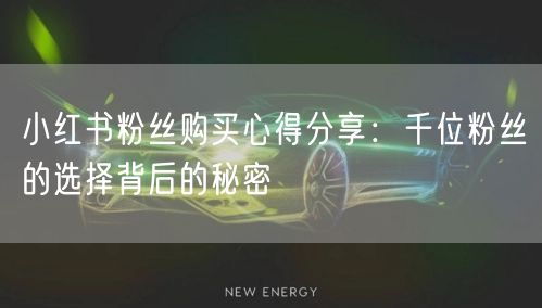 小红书粉丝购买心得分享：千位粉丝的选择背后的秘密