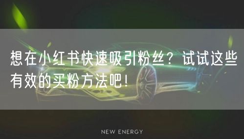 想在小红书快速吸引粉丝？试试这些有效的买粉方法吧！