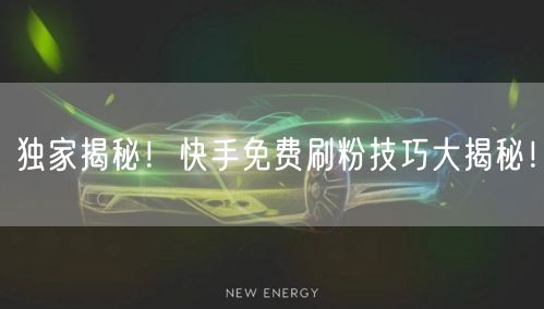 独家揭秘！快手免费刷粉技巧大揭秘！