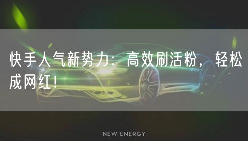 快手人气新势力：高效刷活粉，轻松成网红！