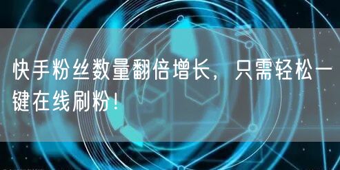 快手粉丝数量翻倍增长，只需轻松一键在线刷粉！