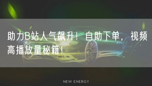 助力B站人气飙升！自助下单，视频高播放量秘籍！