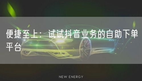 便捷至上：试试抖音业务的自助下单平台