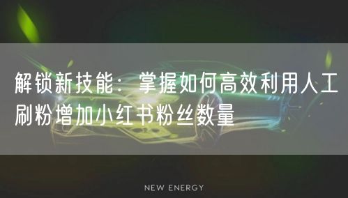解锁新技能：掌握如何高效利用人工刷粉增加小红书粉丝数量