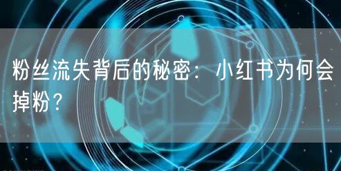 粉丝流失背后的秘密：小红书为何会掉粉？