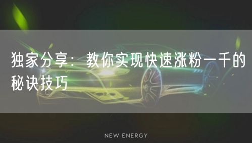 独家分享：教你实现快速涨粉一千的秘诀技巧