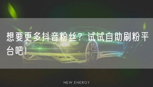 想要更多抖音粉丝？试试自助刷粉平台吧！