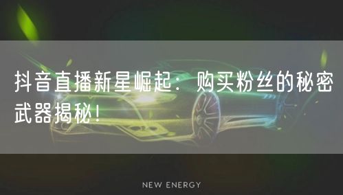 抖音直播新星崛起：购买粉丝的秘密武器揭秘！