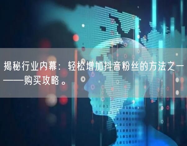 揭秘行业内幕：轻松增加抖音粉丝的方法之一——购买攻略。