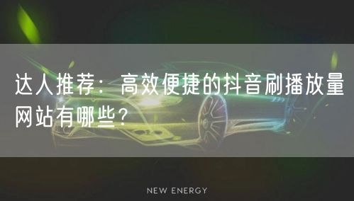 达人推荐：高效便捷的抖音刷播放量网站有哪些？