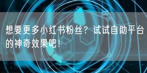想要更多小红书粉丝？试试自助平台的神奇效果吧！