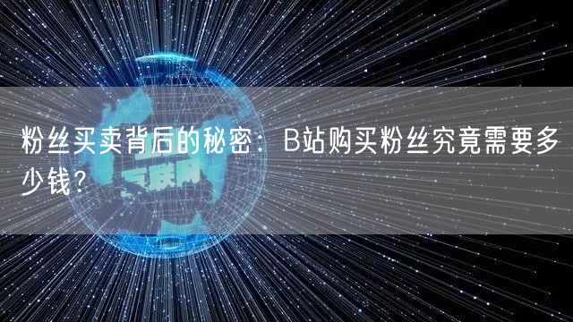 粉丝买卖背后的秘密：B站购买粉丝究竟需要多少钱？