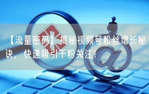 【流量密码】揭秘视频号粉丝增长秘诀，快速吸引千粉关注！