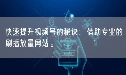 快速提升视频号的秘诀：借助专业的刷播放量网站。