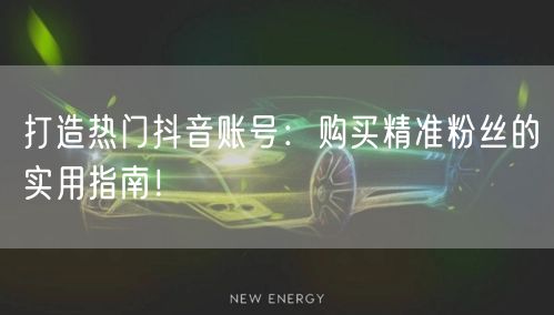 打造热门抖音账号：购买精准粉丝的实用指南！