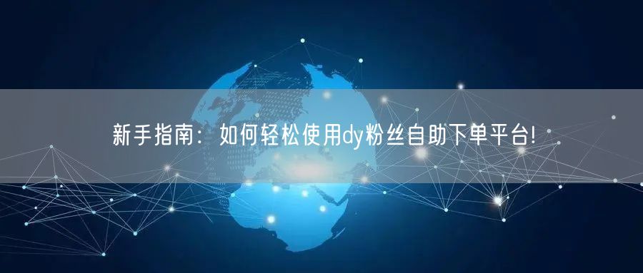 新手指南：如何轻松使用dy粉丝自助下单平