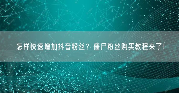 怎样快速增加抖音粉丝？僵尸粉丝购买教程来了！