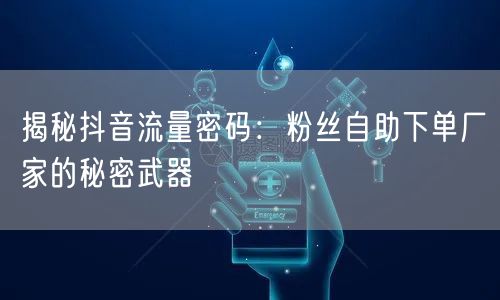揭秘抖音流量密码：粉丝自助下单厂家的秘密武器
